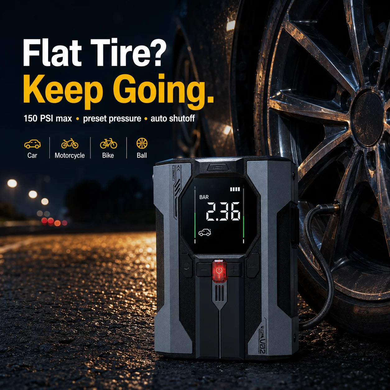 V02 Max tire inflation controls and vehicle pressure presets