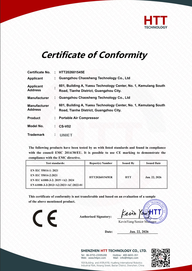 Preview of CE certificate HTT202601545E
